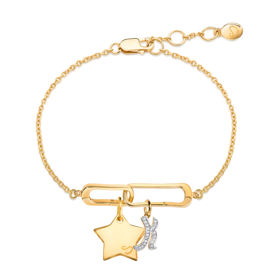 Bransoletka «Twins» z zawieszką «Gwiazda» i literą «K»