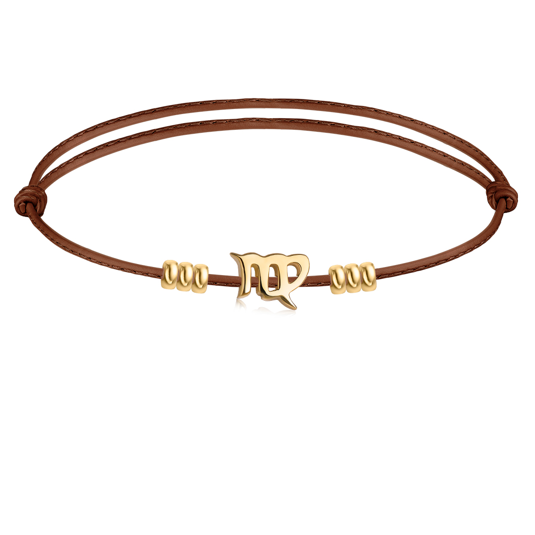 Znak zodiaku «Panna» na skórzanym rzemyku