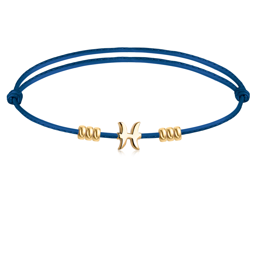 Znak zodiaku «Ryby» na skórzanym rzemyku