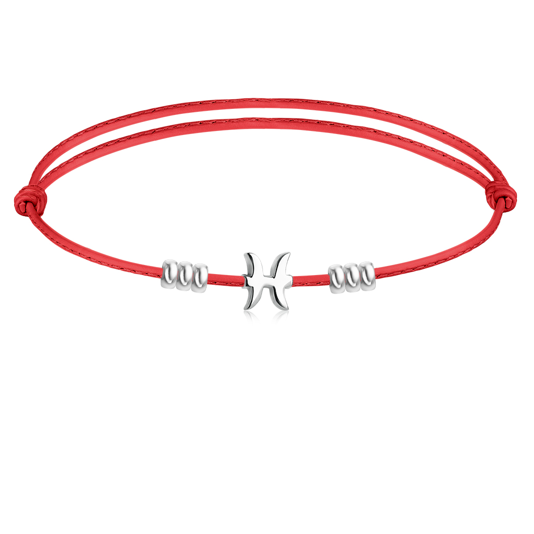 Znak zodiaku «Ryby» na skórzanym rzemyku