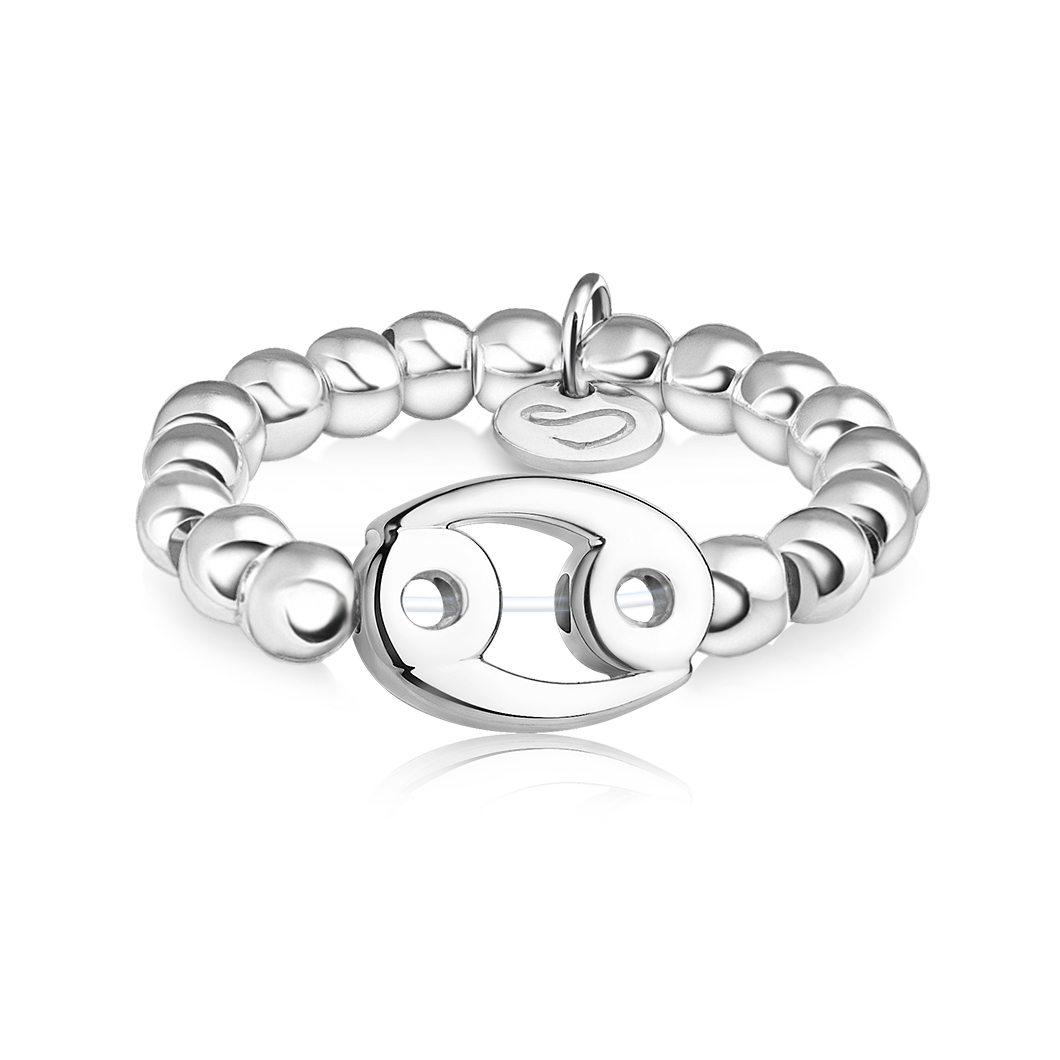 Pierścionek z koralikami znak zodiaku «Rak»
