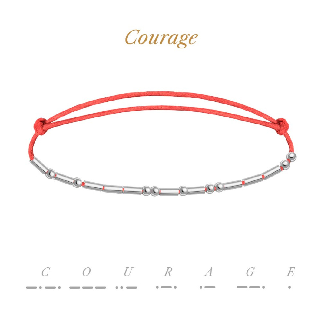 Bransoletka z napisem w alfabecie Morse'a «Courage»
