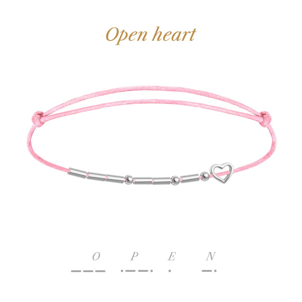Bransoletka z napisem w alfabecie Morse'a «Open heart»