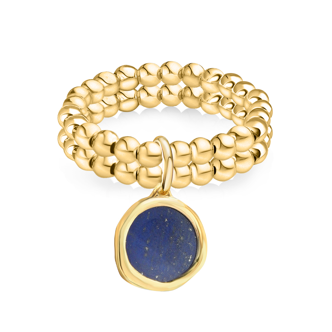 Zestaw pierścionków z mini koralików z lapis-lazuli