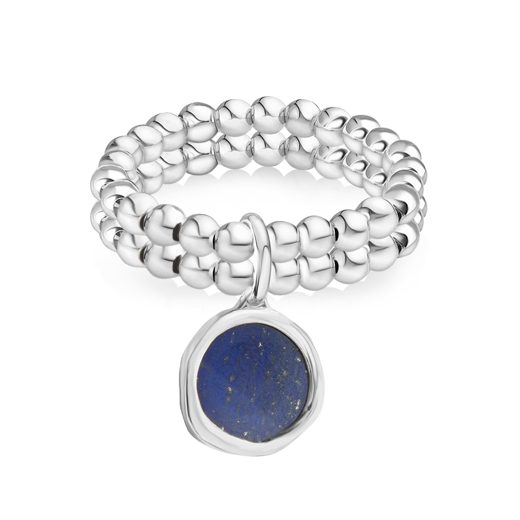Zestaw pierścionków z mini koralików z lapis-lazuli