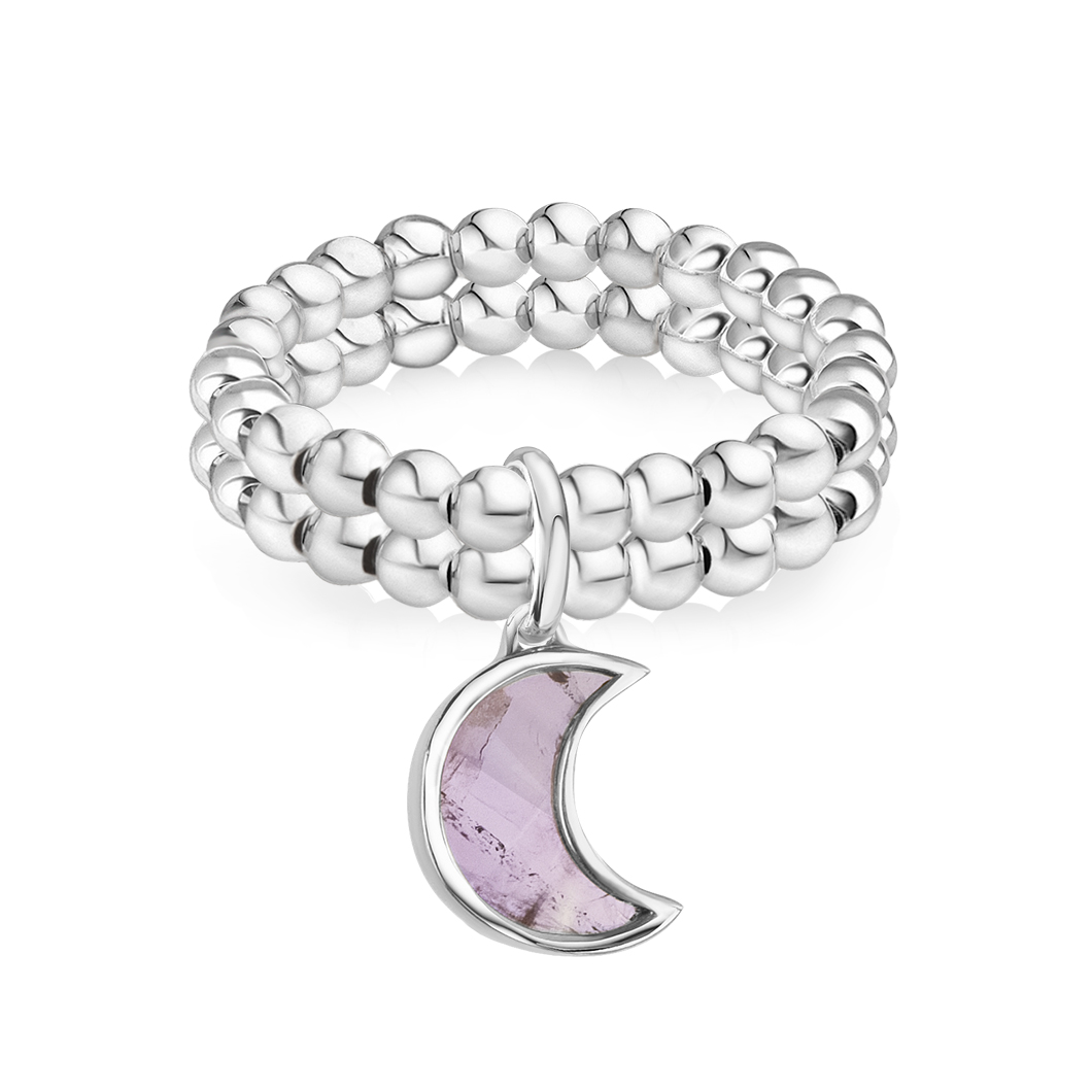 Zestaw pierścionków z mini koralików z ametystem