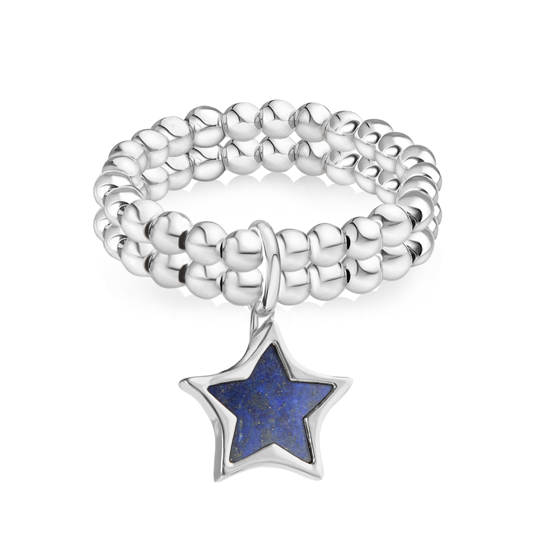 Zestaw pierścionków z mini koralików z lapis-lazuli