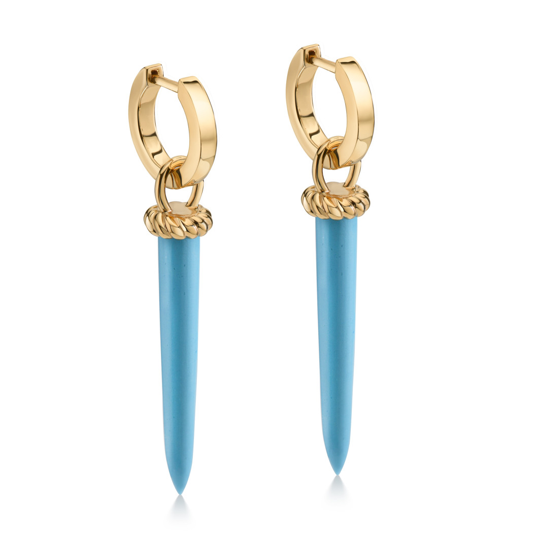 Kolczyki koła «Etna» z turkusowym minerałem