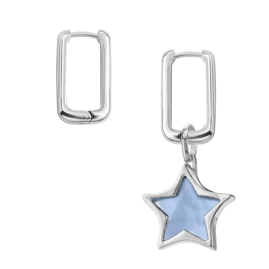Asymetryczne kolczyki «Twins» mini z chalcedonem