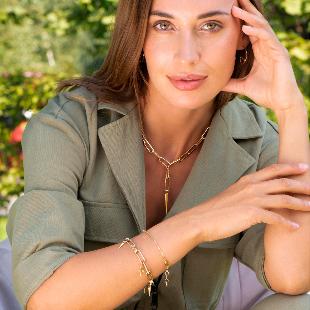 Bransoletka z ogniw «Twins» z charmsami «Kolec» i «Krzyżyk»