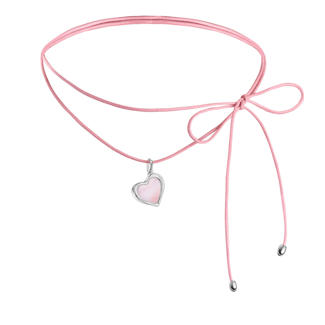 Choker «Serce» z różowym opalem na lince