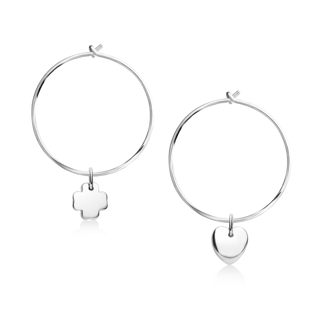 Kolczyki Kongo z zawieszkami charms «Serduszko» i «Koniczynka»